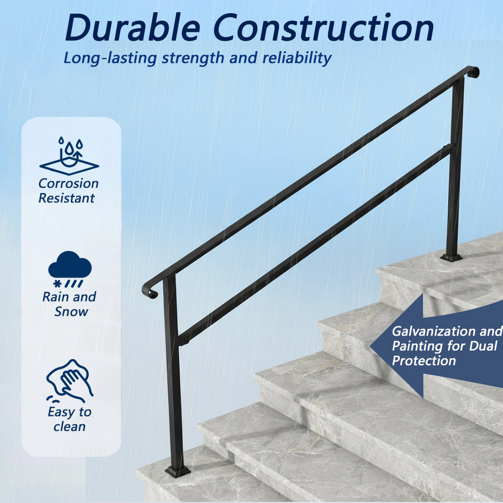 68.5 inch Modern Matte Black Stair Banister with Adjustable Angle