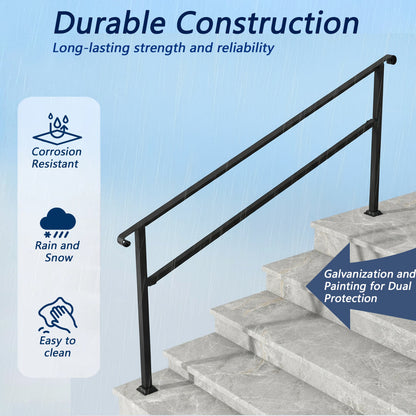 68.5 inch Modern Matte Black Stair Banister with Adjustable Angle