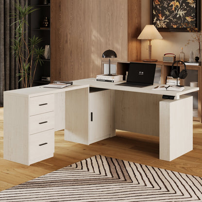 63 inch L-Shaped Standing Desk with 3 Drawers