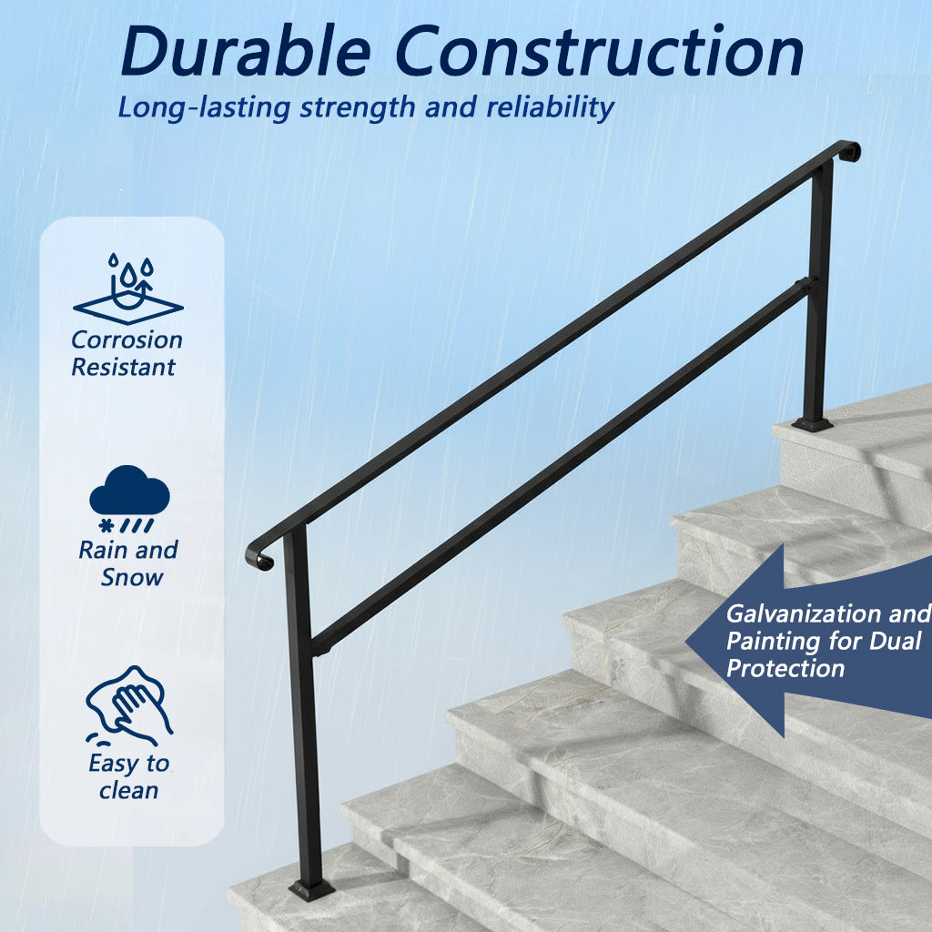 82.3 inch Modern Matte Black Stair Banister with Adjustable Angle