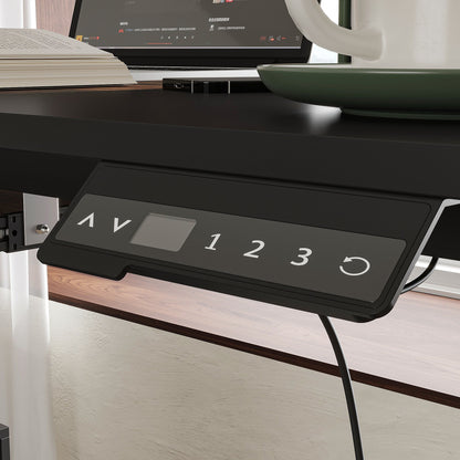 63 inches Modern Black Standing Desk With Electric Height Adjustment and Pegboard Organizer