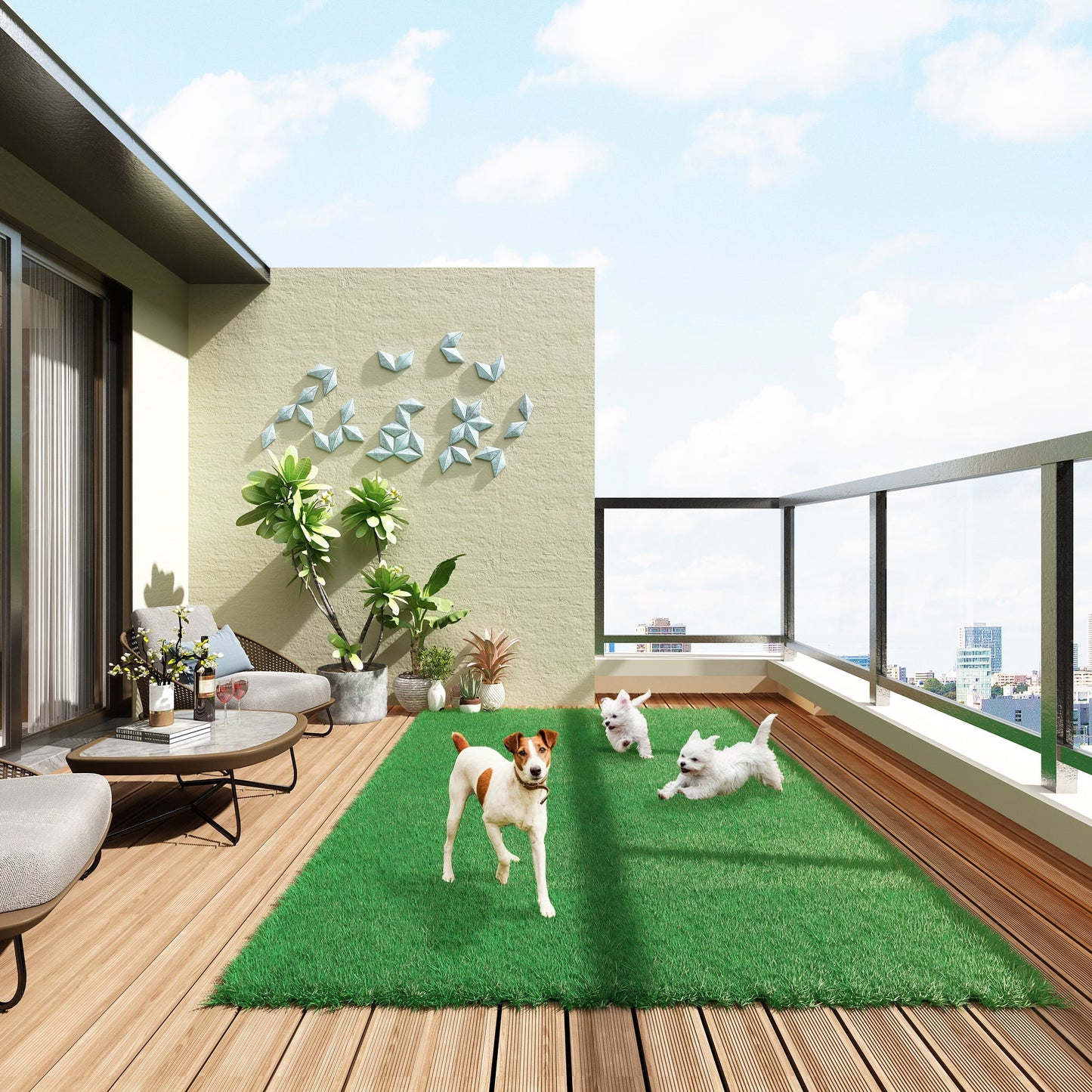 118 inches Natural Green Artificial Grass Turf Panels