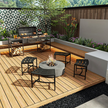 23.9 inch Industrial Black Outdoor Bench (Set of 4)