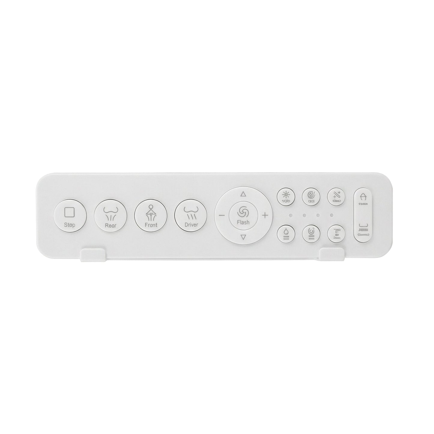 White smart toilet in a modern bathroom with side control knob and ambient light
