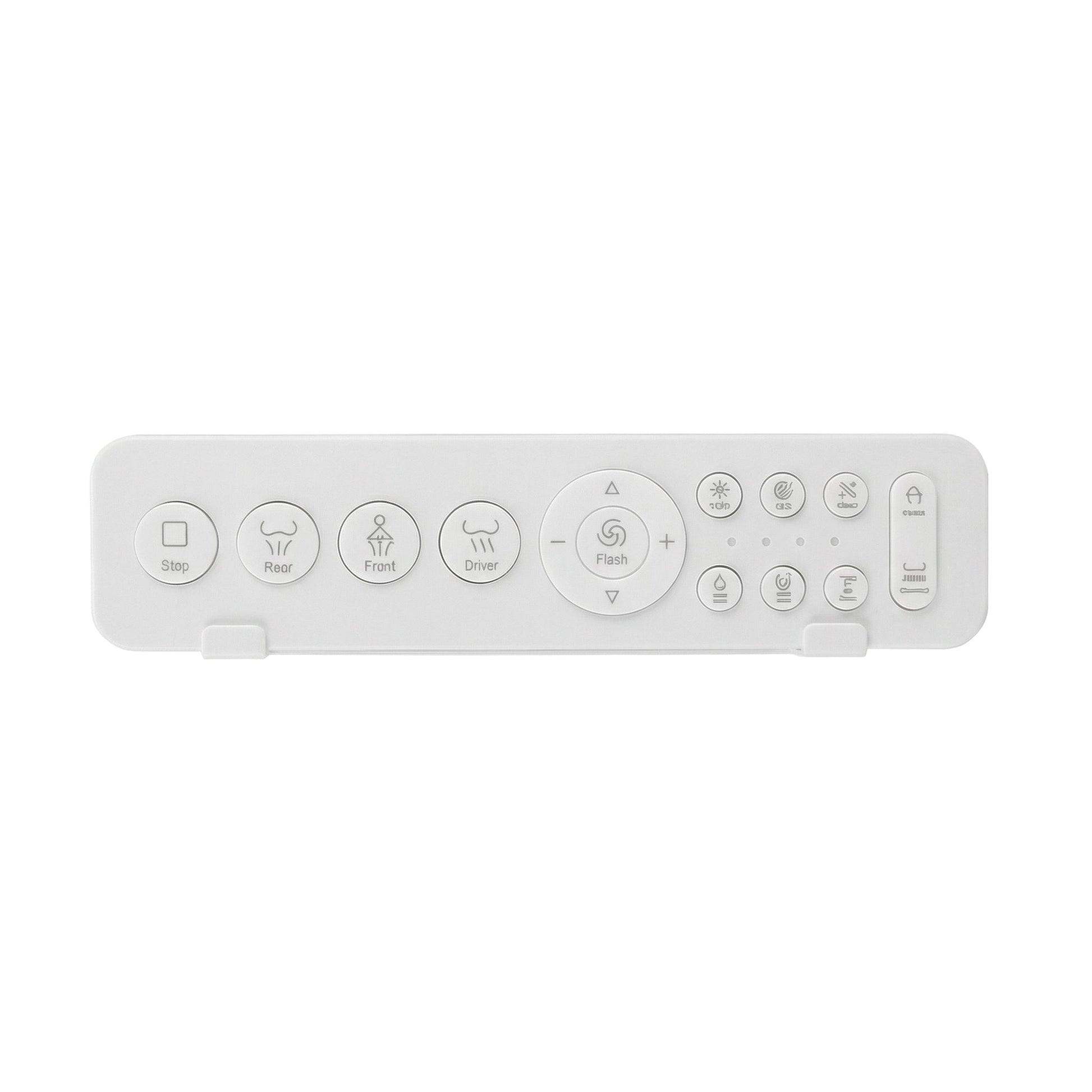 White smart toilet in a modern bathroom with side control knob and ambient light