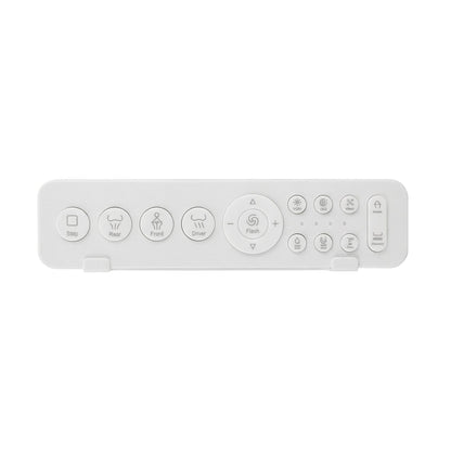 White smart toilet in a modern bathroom with side control knob and ambient light