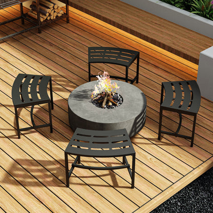 23.9 inch Industrial Black Outdoor Bench (Set of 4)