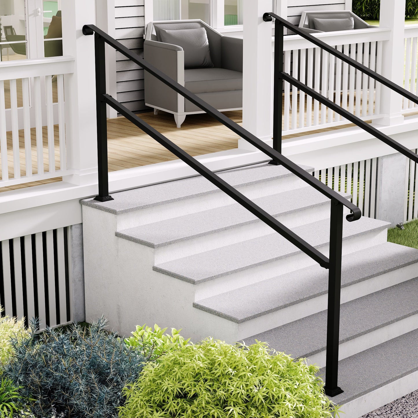 82.3 inch Modern Matte Black Stair Banister with Adjustable Angle
