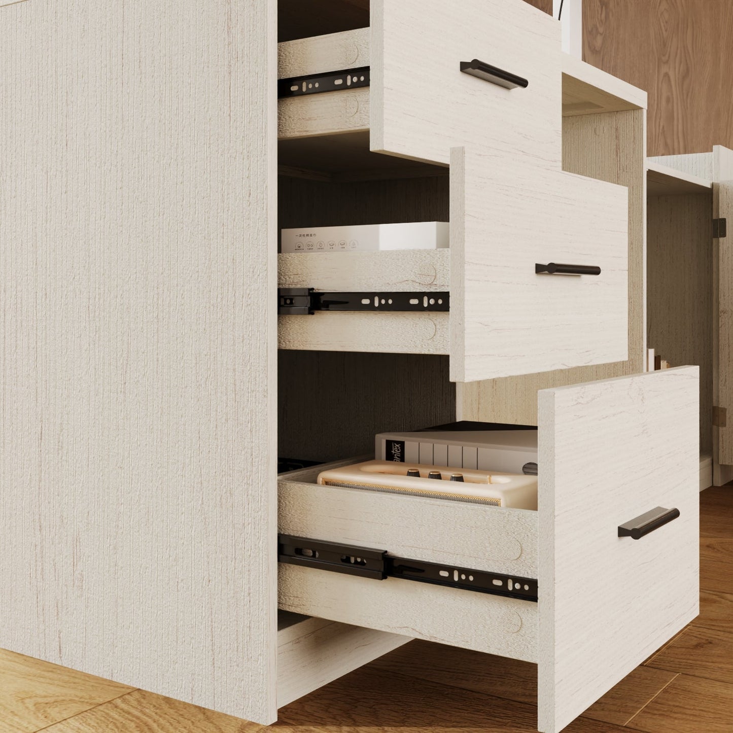 63 inch L-Shaped Standing Desk with 3 Drawers