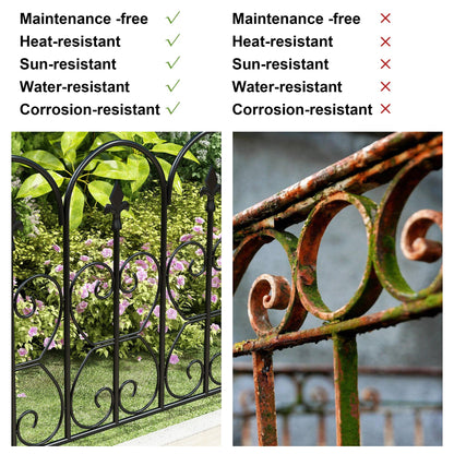24 inches Modern Classic Black Metal Fencing with 5 Panel(s) Included