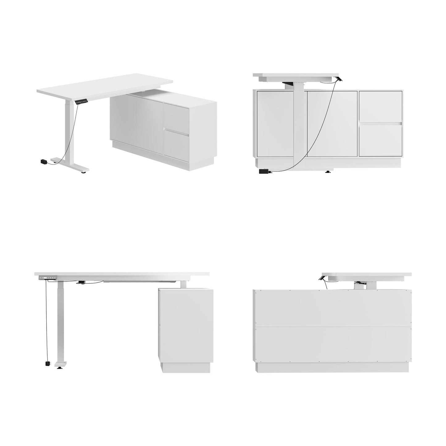 54.3 inches Minimalist Modern White Standing Desk With Electric Lift System and Memory Presets