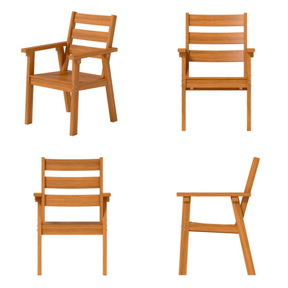 81 inches Modern Natural Wood 7-Piece Outdoor Dining Set (1 Table & 6 Chairs) with Weather-Resistant Design