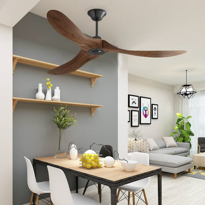 60 inches Modern Simple Brown Ceiling Fan With Wooden Streamline Design