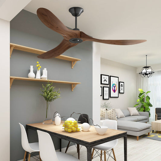 60 inches Modern Simple Brown Ceiling Fan With Wooden Streamline Design