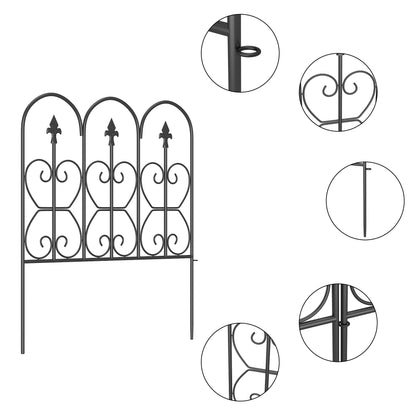 24 inches Modern Classic Black Metal Fencing with 5 Panel(s) Included