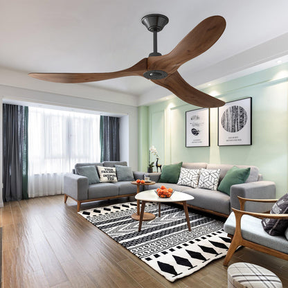 60 inches Modern Simple Brown Ceiling Fan With Wooden Streamline Design