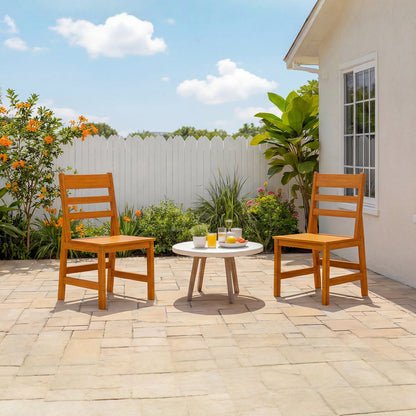 19 inches Modern Natural Wood Outdoor Dining Chair 2-Piece Set with 700 lb. Weight Capacity