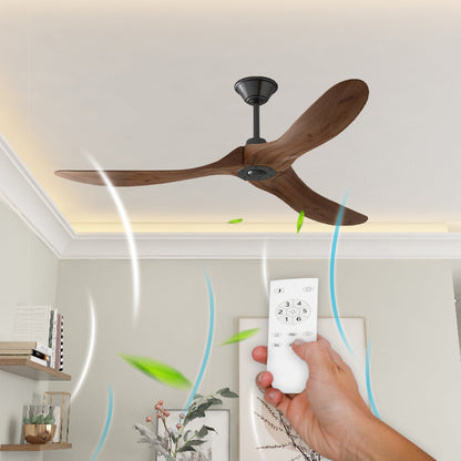 60 inches Modern Simple Brown Ceiling Fan With Wooden Streamline Design