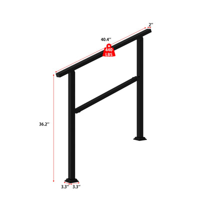 40.4 inch Minimalist Satin Black Stair Banister with Adjustable Angle
