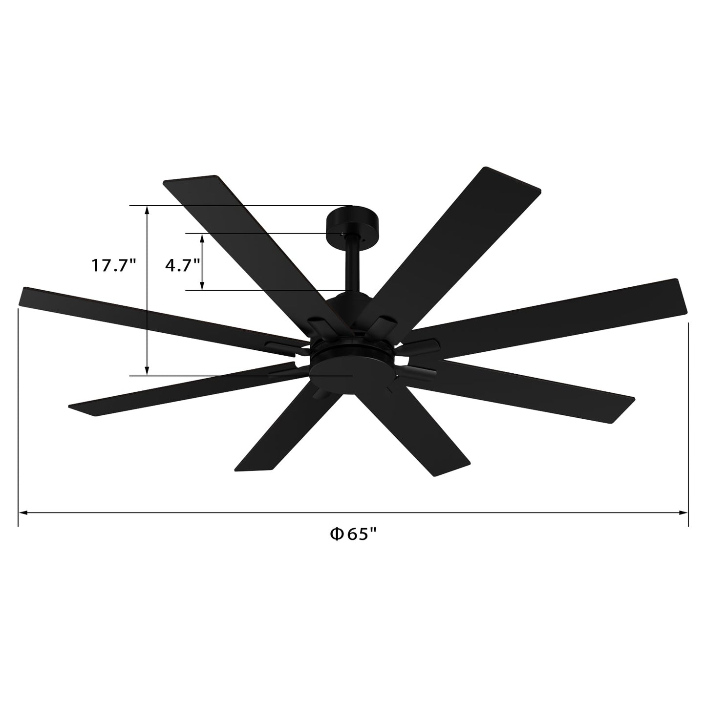 65 inches Modern Minimalist Ceiling Fan with 8 Reversible Blades and Remote Control