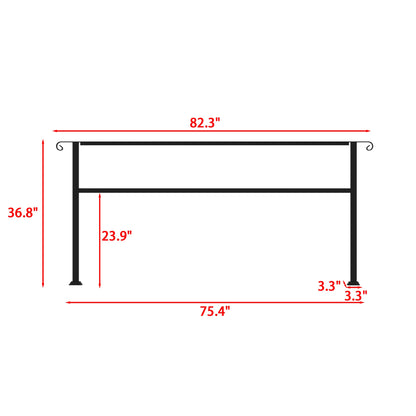 82.3 inch Modern Matte Black Stair Banister with Adjustable Angle