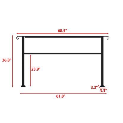 68.5 inch Modern Matte Black Stair Banister with Adjustable Angle
