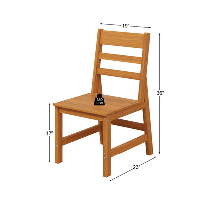 19 inches Modern Natural Wood Outdoor Dining Chair 2-Piece Set with 700 lb. Weight Capacity