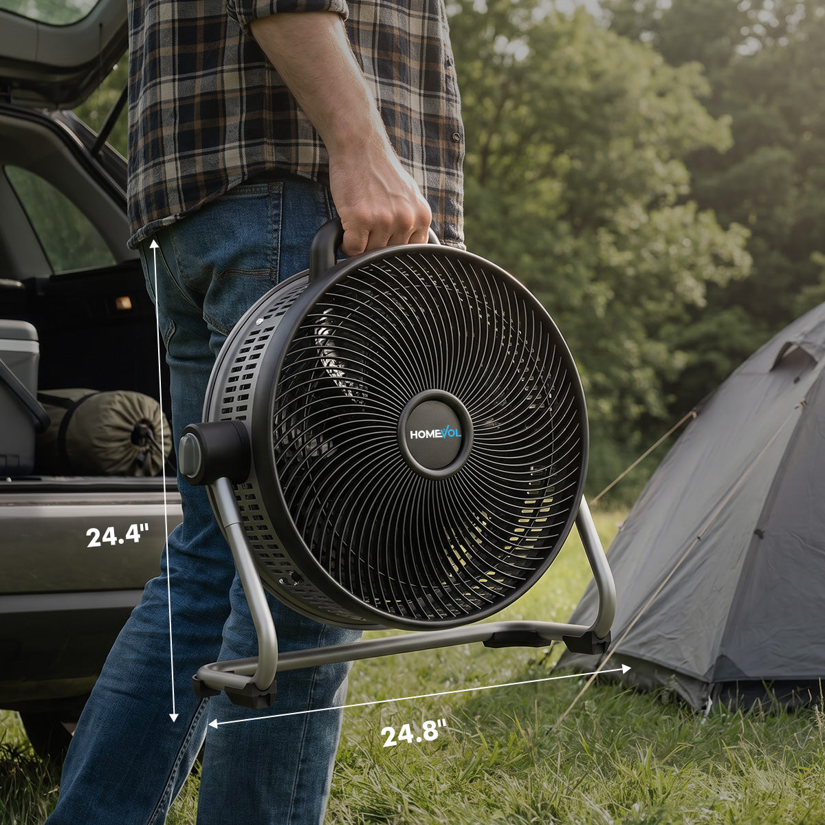 Homevol EVO2 Cordless 6-Speed Lithium Fan with LED Light, Compatible with Dewalt 20V Battery – Classic Black
