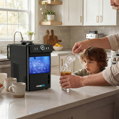 Homevol EVO1 Corded & Battery Powered Ice Maker with Self-Cleaning - Matte Black