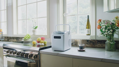Homevol EVO1 Corded & Battery Powered Ice Maker with Self-Cleaning - Stainless Silver