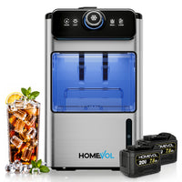 Homevol EVO1 Corded & Battery Powered Ice Maker with Self-Cleaning - Stainless Silver