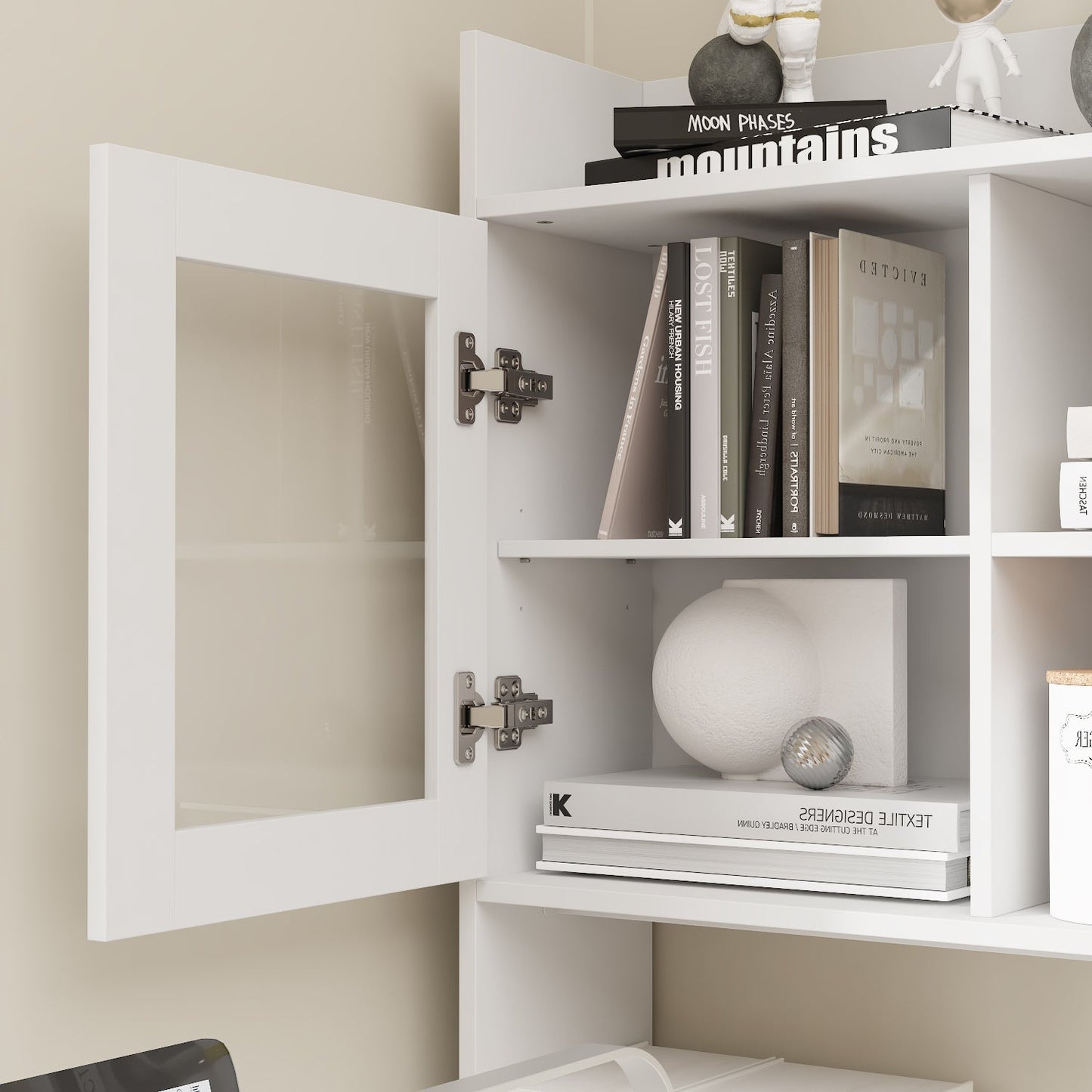 68.5 inches Modern White Standing Desk with Bookcase