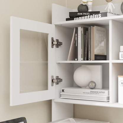 68.5 inches Modern White Standing Desk with Bookcase
